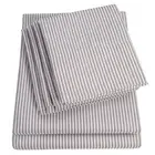 Queen Sheets Stripe Grey - 6 Piece 1500 Supreme Collection Fine Brushed Micro...