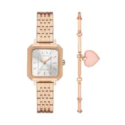 Armani Exchange Three-Hand Rose Gold-Tone Stainless Steel Watch and Bracelet Set AX7164SET