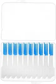 GARVALON 40pcs Brush Picks for Cleaning Interdental Brush Set Portable Toothbrush Gentle Silicone Bristles Cleaning Tools