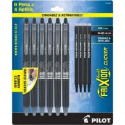 Pilot Frixion Erasable Pens - 6 Pack of Black Ink Pens + 4 Bonus Refills - Cl...