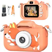 Mgaolo Kids Camera Toys for 3-12 Years Old Boys Girls Children,Portable Child Digital Video Camera with Silicone Cover, Christmas Birthday Gifts for Toddler Age 3 4 5 6 7 8 9 (Orange)