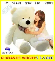 HUGE 200CM GIANT WHITE TEDDY BEAR BOW TIE CUDDLY SOFT PLUSH TOY STUFFED KID DOLL