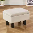 Linen Small Foot Stool Ottomans Multifunctional Footrest Storage Ottoman Upholst
