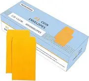 Homrelaxy #1 600 Pcs Small Coin Envelopes 2.25" x 3.5" with Gummed Flap, Yellow Kraft Mini Envelopes for Storing Keys, Stamps, Seeds, Tips and Small Items
