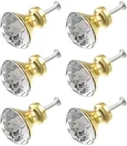 Crystal Drawer Knobs,Dresser Knobs,6 Pieces Door Knobs Gold Zinc Alloy Diameter Pull Knob Acrylic Glass Cabinet Pulls Drawer Knobs Tone, 30x31mm (Color : Gold) (Color : Gold 1) Gold 1 (Color : Onecol