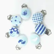 NEW Blue series Baby Pacifier Clip Wood Teether Accessories Soother Holders