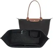 Haoledy Bag Organiser for Longchamp L, Felt Pocket Organiser for Longchamp Women's Bag, Handbag Organiser for Longchamp Le Pliage, Purse Organiser Multi-Pocket Large Capacity (Dark Grey, L)