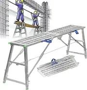 Stepladders Scaffolding Platform 180cm Adjustable Scaffolding Equipment,Multipurpose Work Platform Scaffold Tower Ladder Stool Bench for Home Improvement, Washing Vehicles (Size : 160cm)