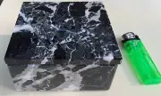 Square Vintage Marble Box Black White Grey w/lid 4 by 4 by 2 1/4 inches STORAGE