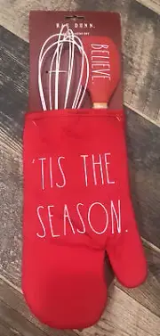 Rae Dunn ‘TIS THE SEASON 3 pc Baking Set-oven Mitt, Spatula, Whisk Gift New