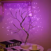 Creative 108 LED Copper Wire Tree Table Night Light Lamp - Pink Light