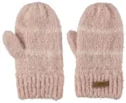 Barts Glove Ducky Mitts Pink Striped Fine Knit Ribbed Cuffs