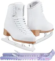 [SKATE GURU] Jackson Classic Models White Figure Ice Skates for Women and Girls Bundle with Skate Guards Just Launched 2024