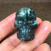 1 PC Natural pull feldspar skull quartz crystal carving healing 1.18"
