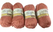 Therapi 4 Skeins Peachy Pink Yarn Jadeite Fiber Wool Silk Approx 109 yds ea