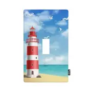 Lighthouse Light Switch Cover Plate Beach Seagull Blue Sunny Sky Clouds Coast...