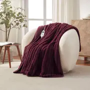 Dreamaker Chunky Embossed Fleece Heated Throw Cherry - 130 x 160cm