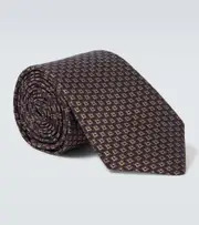 [Canali] Canali Silk jacquard tie One Size brown