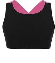 [FEESHOW] Girls Crop Top Training Bra Basic Sport Top Sleeveless Dance Tee Tank Top Cross Back Shirt for Hip Hop Gymnastics Yoga