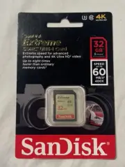 SanDisk 32GB Extreme Class10 UHS-I U3 SDHC Memory Card 60MB/s 4K Factory Sealed
