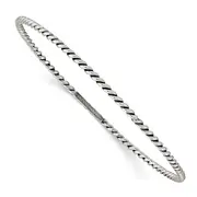 Sterling Silver Antiqued 2mm Twisted Slip-On Bangle