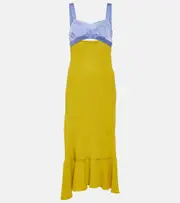 [Victoria Beckham] Victoria Beckham Paneled satin and cady midi dress AU 6 yellow