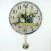 Floral Pendulum Wall clock Quiet, Non-Ticking.