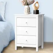Oikiture Bedside Table Side Table 3 Drawers White