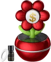 Car Solar Air Freshener - Auto Freshener Solar Energy | Flower Design With Wealth Sign, 360 Degree Rotation, Scent Decor Accessories For Vehicles