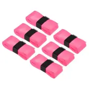 6Pcs Tennis Racket Grip Tape with Hole PU 43.3" Non-Slip Absorb Sweat Pink