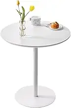 Tall Bistro Pub Table, Round Cocktail Bar Table with Fixed Tabletop and Stable Base, Small Side End Table Dining Table for Events or Home Use - White(48x56cm)