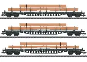 MARKLIN Art.47153 DB AG Set 3 Flat Cars With Stands Type Rs 684 Wooden Loads