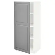 METOD high cabinet with shelves, white/Bodbyn grey, 60x60x140 cm