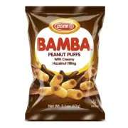 Osem Bamba Hazelnut Cream Peanut Butter Snacks All Natural Corn Puffs, 2.1 oz