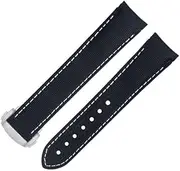 [KAVJU] For Omega Strap AT150 Seamaster 300 Planet Ocean De Ville Speedmaster Curved End Watch Band 20mm Black White Line High Density Nylon Cowhide Watchbands
