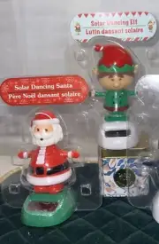 New Solar Powered Dancing Toy Bobble Head Christmas Elf ,Santa, Choose
