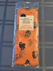 Hallmark Gift Tissue Halloween Black Cat Jack O Lantern Tissue Paper Vintage