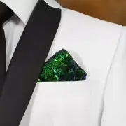 NEW - Men's Sequin Pre-Folded Pocket Square Insert - Iridescent Green and Blue