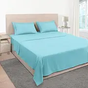 Mejoroom Queen Size Sheet Set - Hotel Luxury 1800 Bedding Sheets & Pillowcases - Deep Pocket Fitted Sheet, Hypoallergenic, Wrinkle& Breathable, Fade Resistant - 4 Piece (Queen, Aqua)