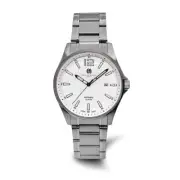 Charles Hubert 42mm Mens White Dial w/ Date Stainless Steel Quartz Watch