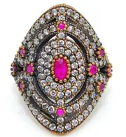 Ottoman Empire Style 3CT Treated Ruby 925 Sterling Silver Ring Sz 6 HB1-6