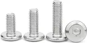 100pcs Inner Hexagon Socket Round Furniture Bolts M2 M2.5 M3 Size Full Thread Standard Pitch Type Fasteners 304 Stainless Steel(100 PCS- 8mm,M2)