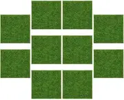 JOINPAYA 10pcs Artificial Moss Model Grass Mat Fake Green Turf Rug Fake Faux Grass Artificial Turf Grass Artificial Grass Rug Miniature Fairy Garden Ornament Area Rugs Fake Grass Mats PVC