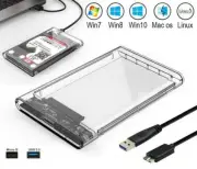 USB 3.0 to 2.5 inch SATA HDD SSD Disk Drive External Enclosure Transparent Case