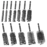 12Pcs Wire Bore Brush for Drill,Stainless Steel Wire Brush Bore Cleaning Brush Set for Power Drill As Shown