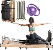 Pilates Reformer, Foldable Reformer Pilates Machine Home Gym Adjustable Workout Equipment