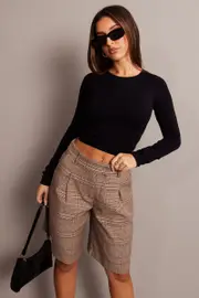 Black Seamless Top Crew Neck Long Sleeve - Size L, Women's T-shirt
