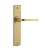 Iver Annecy Door Lever Handle on Chamfered Backplate Brushed Brass