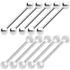 Wholesale of 10 Tongue Piercing Barbells 14G Surgical Steel and Clear Retainers
