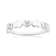 Sterling Silver Cubic Zirconia and Heart Stacker Ring